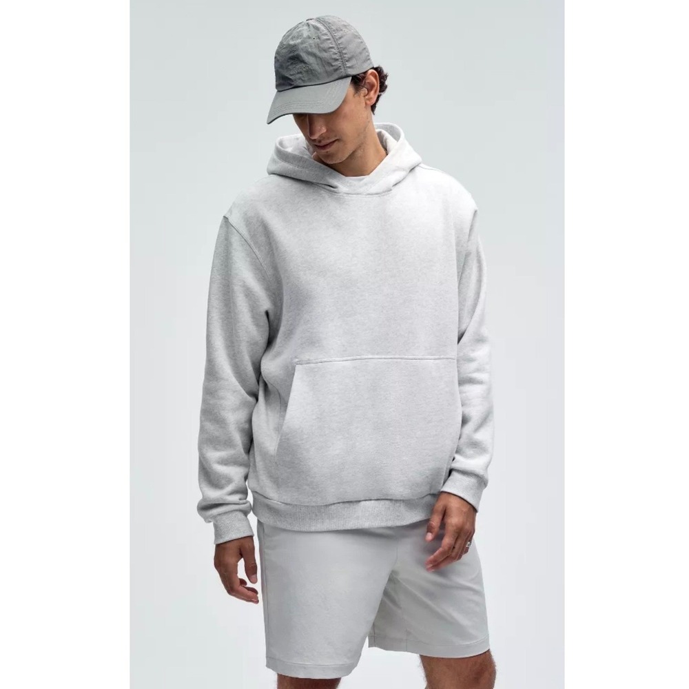 Lululemon Hoodie Mens M Grey Steady State Pullover Fleece Kangaroo Pocket ER99